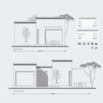 Fachadas de planos de casa colonial moderna de 1 nivel. planos arquitectónicos.